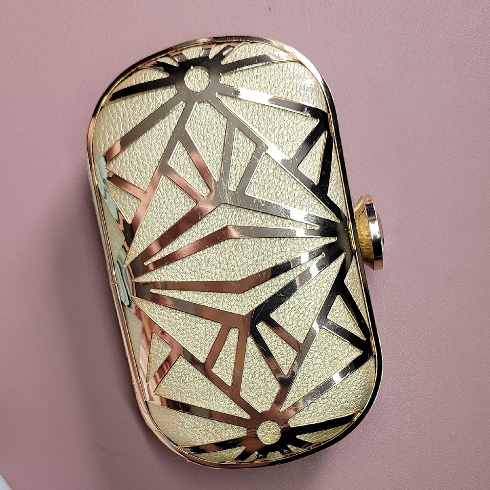 Elegant Gold and Cream Clutch